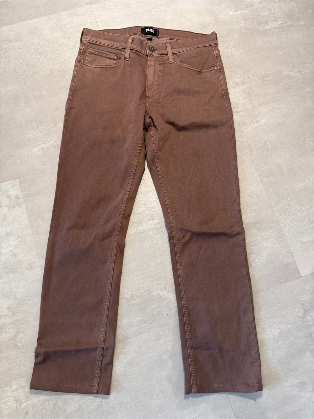PAIGE Men’s Slim Straight Jeans Pants Brown Mauve Stretch Size 30x30